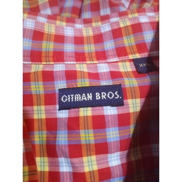Gitman Bros Shirt Mens 2XL Red Multicolor Button Up Short Sleeve Plaid Cotton - Picture 9 of 12